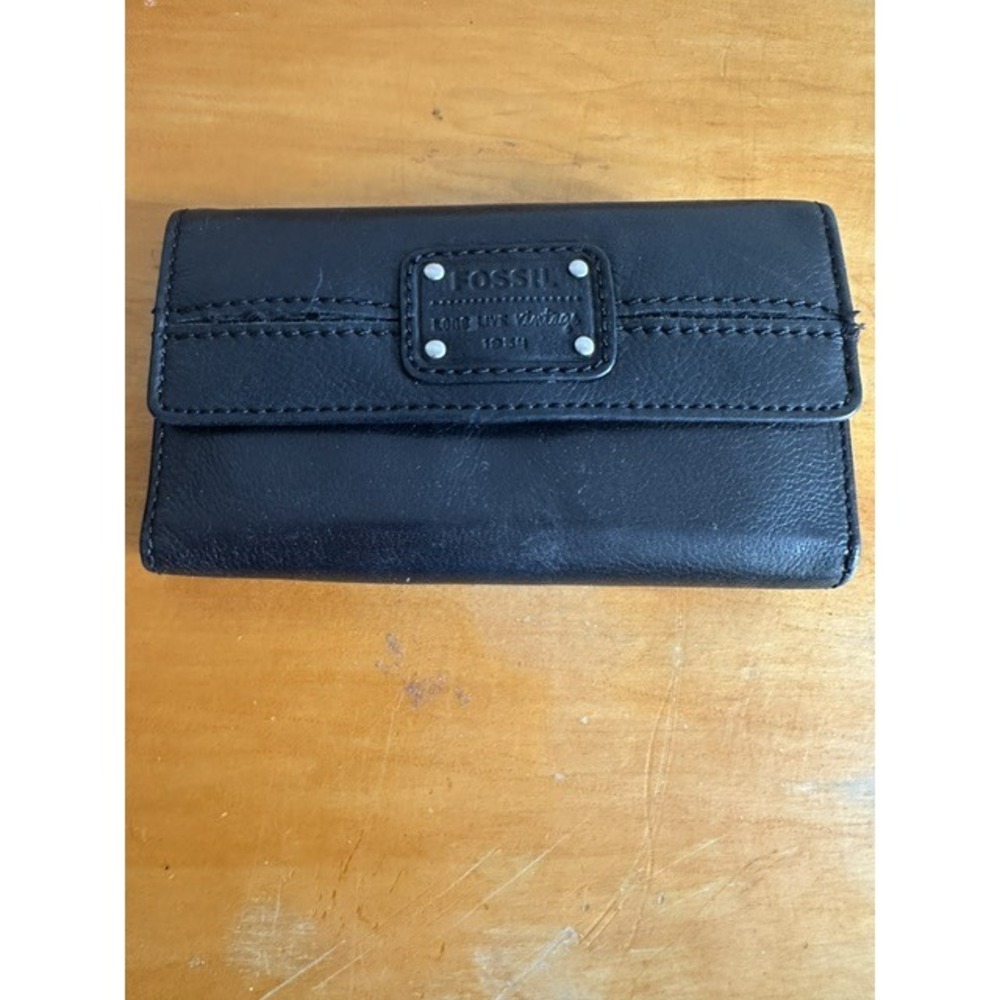 Fossil Long Live Vtg 1954 Black Leather Wallet